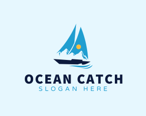 Sun Sailboat Ocean logo design