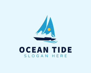 Sun Sailboat Ocean logo design