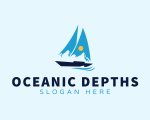 Sun Sailboat Ocean logo design