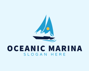 Sun Sailboat Ocean logo design