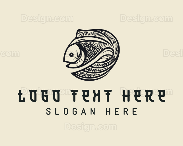 Koi Fish Seafood Logo