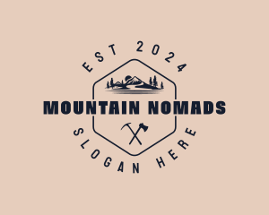 Hexagon Hiking Adventure logo design