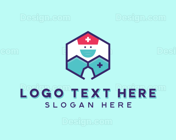 Medical Nurse Doctor Hexagon Logo