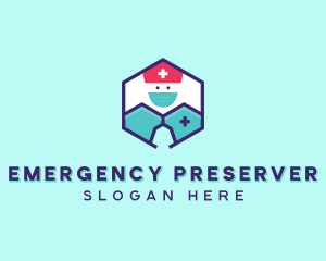 Medical Nurse Doctor Hexagon logo design