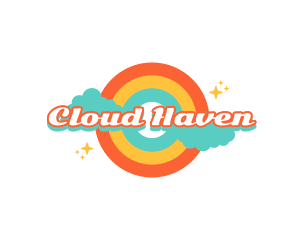 Retro Rainbow Cloud logo design