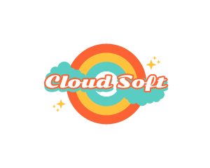 Retro Rainbow Cloud logo design