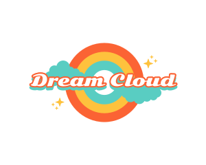 Retro Rainbow Cloud logo design