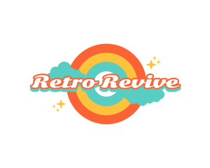 Retro Rainbow Cloud logo design