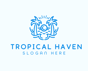 Tropical Beach Waves logo design