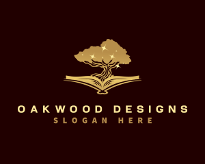 Book Oak Tree Knowledge logo design