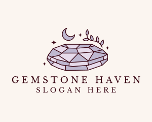 Moon Leaf Gemstone logo design