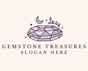 Moon Leaf Gemstone logo design