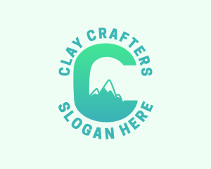 Tropical Mountain Letter C logo design