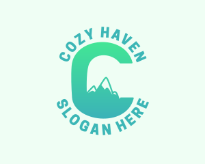 Tropical Mountain Letter C logo design