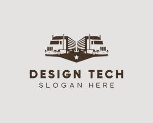 Hipster Trailer Truck Transport logo design