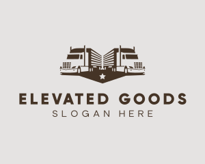 Hipster Trailer Truck Transport logo design