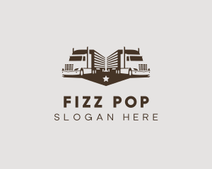 Hipster Trailer Truck Transport logo design