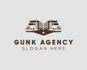 Hipster Trailer Truck Transport logo design