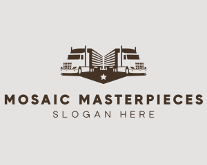 Hipster Trailer Truck Transport logo design