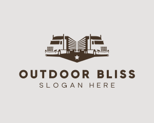 Hipster Trailer Truck Transport logo design