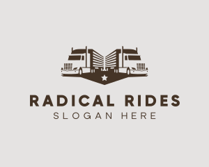 Hipster Trailer Truck Transport logo design