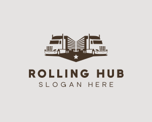 Hipster Trailer Truck Transport logo design