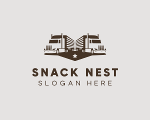 Hipster Trailer Truck Transport logo design