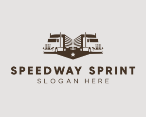 Hipster Trailer Truck Transport logo design