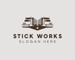 Hipster Trailer Truck Transport logo design