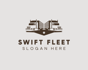 Hipster Trailer Truck Transport logo design