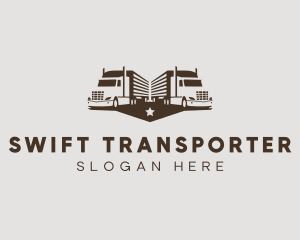 Hipster Trailer Truck Transport logo design