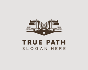 Hipster Trailer Truck Transport logo design