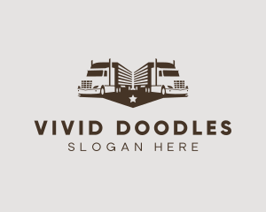 Hipster Trailer Truck Transport logo design