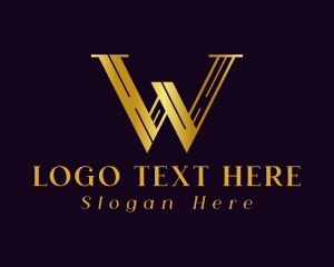 Golden Business Letter W logo
