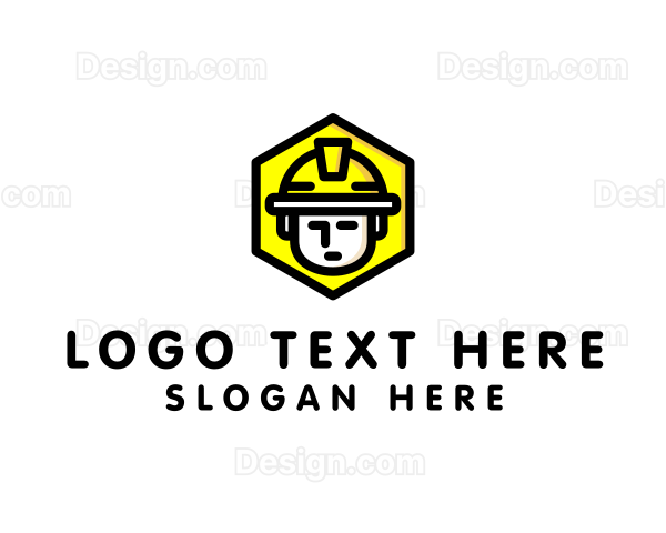 Hardhat Worker Construction Logo