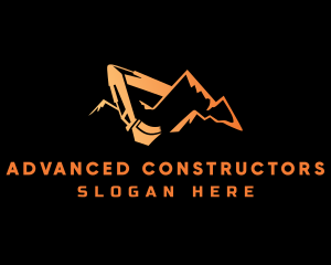 Excavator Mining Mountain logo design