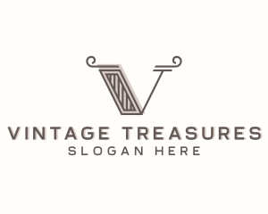 Vintage Fashion Boutique Letter V logo design