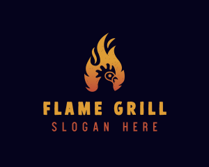 Chicken Flame Grill logo design