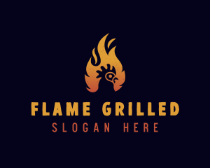 Chicken Flame Grill logo design