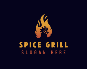 Chicken Flame Grill logo design