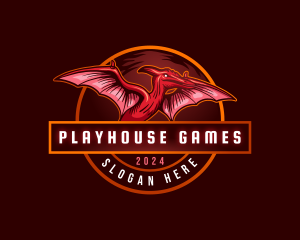 Pterodactyl Dinosaur Gaming logo design