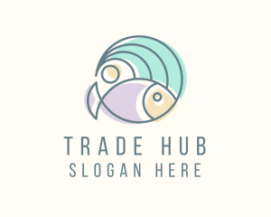 Fish Ocean Wave Logo