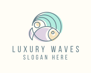 Fish Ocean Wave logo design