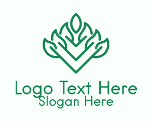 Green Outline Plant  Logo