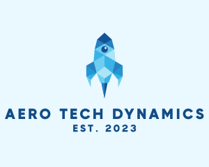 Geometric Tech Rocket logo design