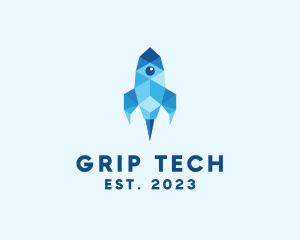 Geometric Tech Rocket logo design