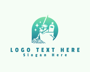 House Sanitation Cleaning Bucket Logo