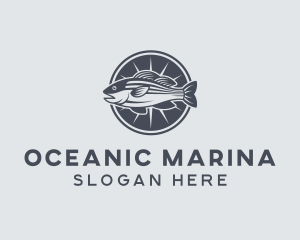 Fishing Sea Bass Marina logo design