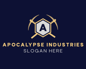 Industrial Pickaxe Hexagon logo design