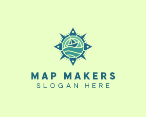 Sailboat Sea Compass Navigation logo design